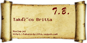 Takács Britta névjegykártya